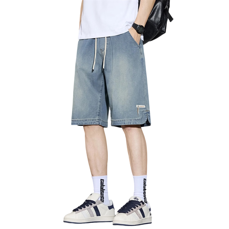 MARK FAIRWHALE Men's Summer Thin Casual Loose Straight-Leg Youth Ice Silk Shorts, Smoke Gray, XL