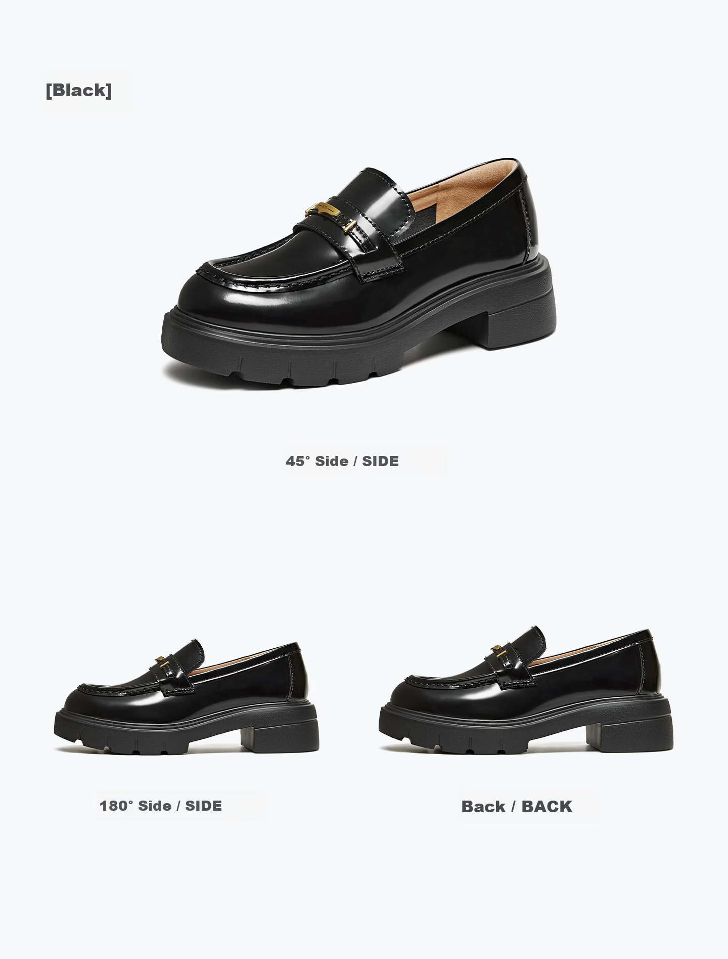 TATA Lu Yuxiao's Magic Detective Thick-Soled Loafers, British Style Genuine Leather Shoes, Black, Size 38 20