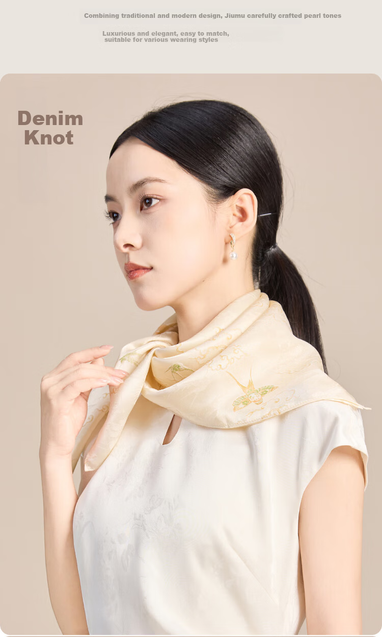 JIUMU 100% Mulberry Silk Scarf Square Shawl for Women Mother's Day Gift Birthday Present Gift Box Set 9