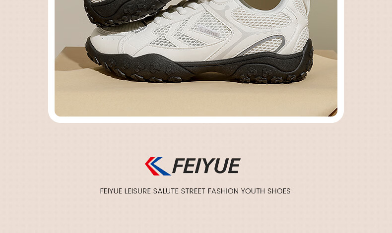 Feiyue Official Women's Sports Shoes 2026 Summer New Breathable Mesh Trainer Beige Size 35 11
