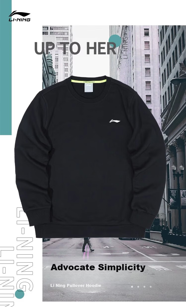LI-NING Men's Sports Sweatshirt Crew Neck Loose Fit Long Sleeve Comfortable Simple Fashionable Versatile Sportswear 1