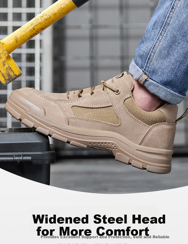 FUCHENG Men's Breathable Steel Toe Safety Work Shoes Anti-Smash Anti-Puncture Lightweight Durable Solid Construction Site Safety Shoes 573 Size 37 6