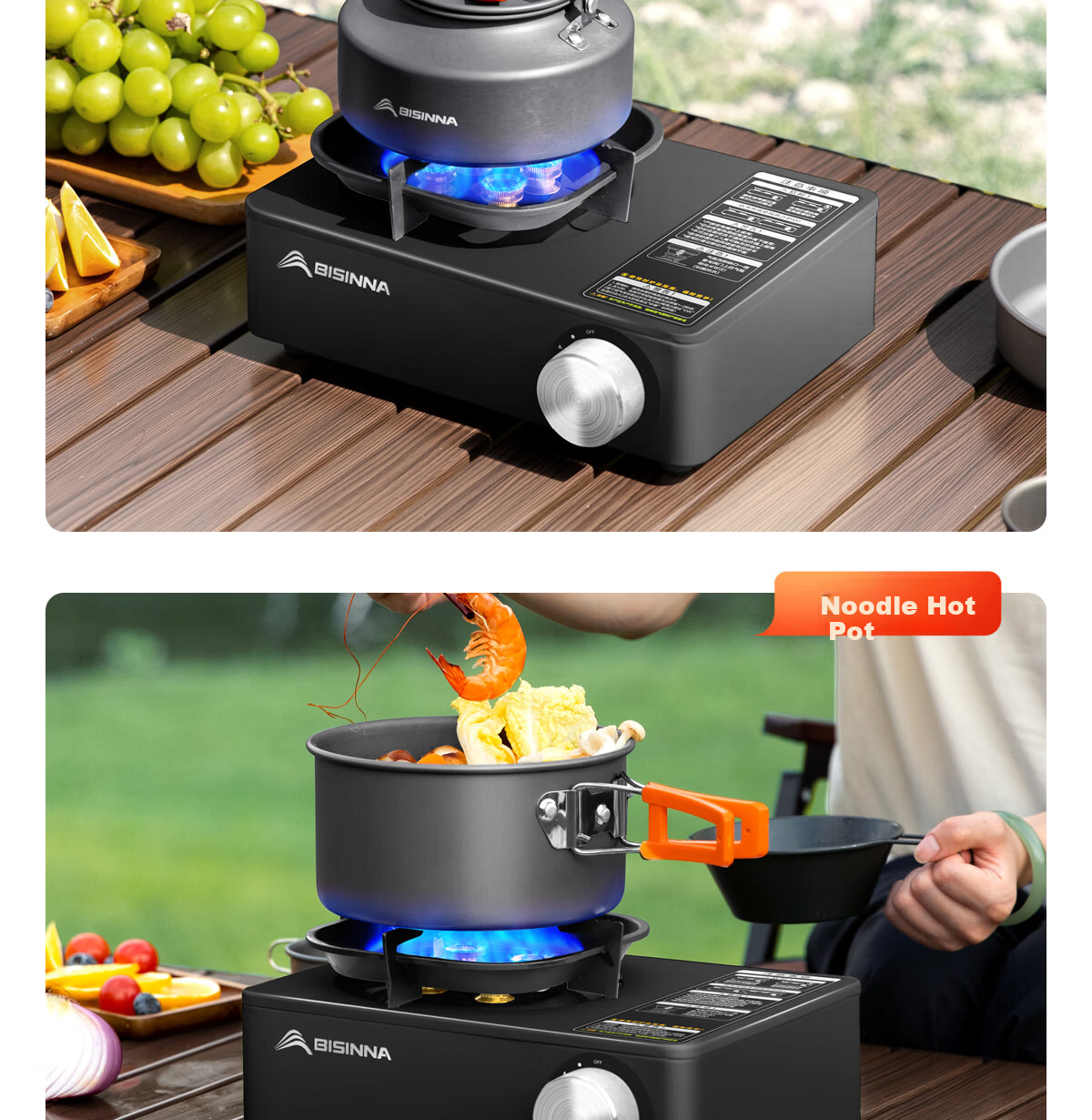 Beishanlang Outdoor Portable Gas Stove Windproof Explosion-Proof Camping Stove High Flame Magnetic Stove Household Gas Cooker Lanye Black 21