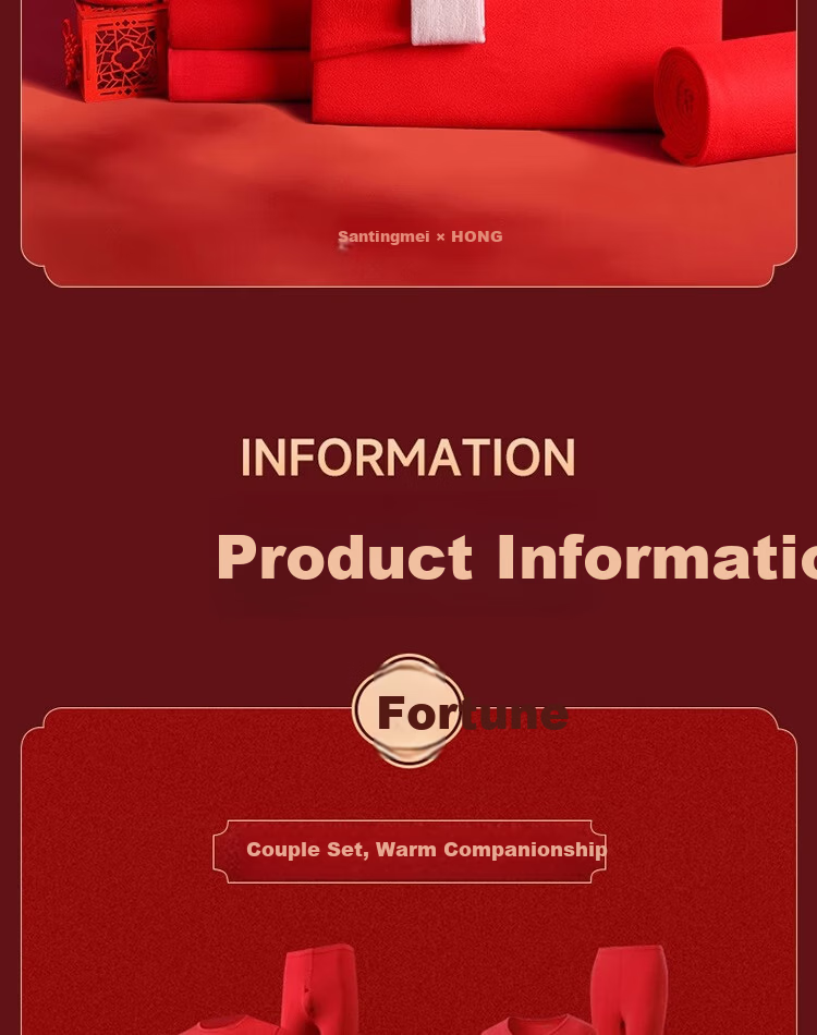 GRACEWELL Hongyun Lucky Warm Set Wedding Celebration Gift Box Red Thermal Underwear Base Layer Autumn Shirt and Pants Men XXL 16