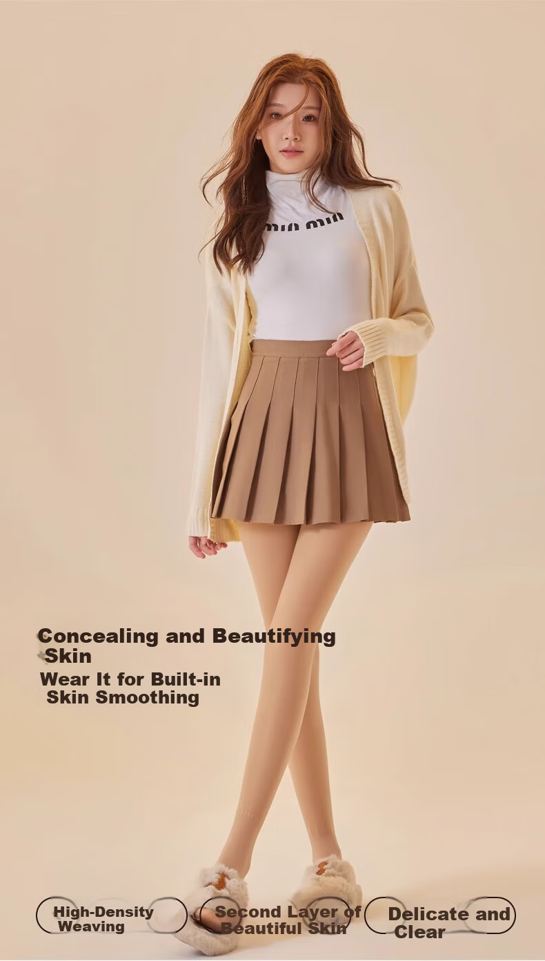 Me feeling Bare Leg Magic Autumn Winter Nude Feeling Fleece Lined Warm Skin-Tone Slimming Tights with Foot Three-Pack 15