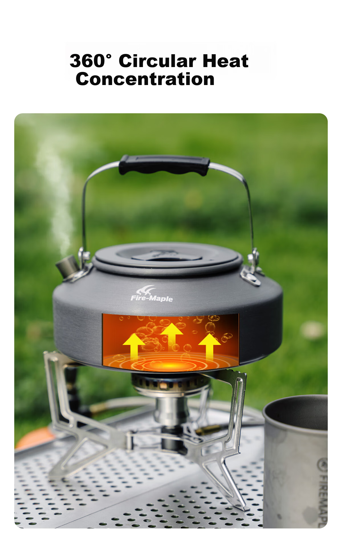 FIRE-MAPLE XT1 Heat Collection Pot 0.8L, Windproof Quick Heating Outdoor Camping Kettle, Aluminum Tea Pot, Coffee Pot, Fire-Round Brewing Tea 2