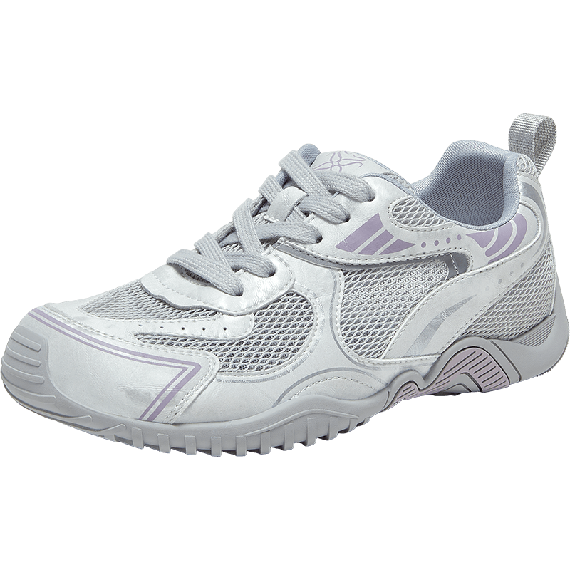 Basto 26 Summer Versatile Mesh Breathable Thick-Soled German Training Casual Sports Shoes for Women D5105BM6 Light Gray/Purple Size 36