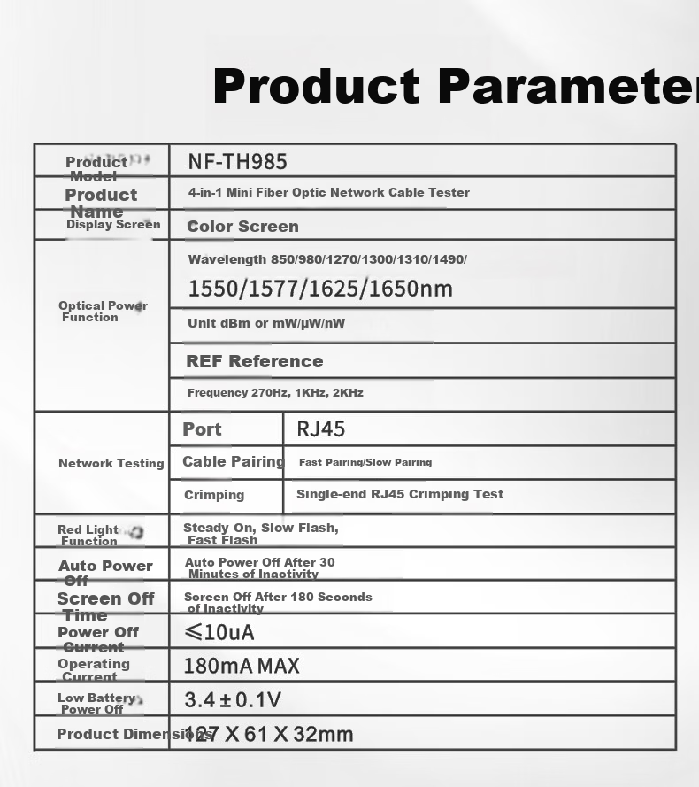 Smart Mouse NF-TH985 Optical Power Meter Red Light All-in-One Network Cable Tester High-Precision Single-Head Network Tester 15