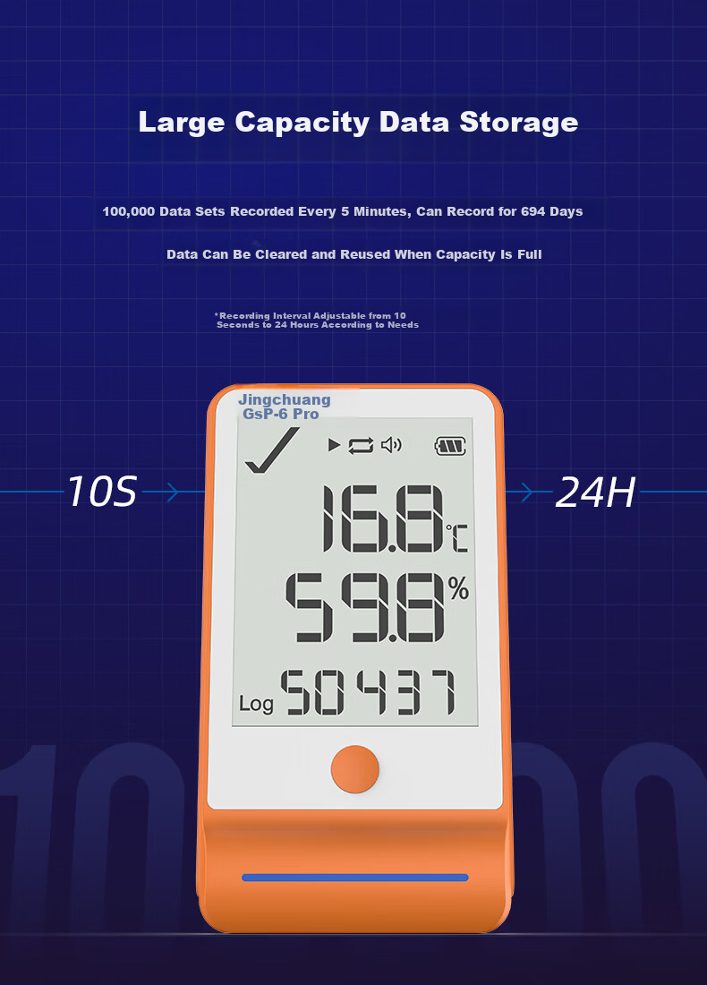 Elitech GSP-6pro High-Precision Temperature And Humidity Logger, Medical Refrigerator Magnetic Temperature And Humidity Meter, Mobile Phone Bluetooth Export 9