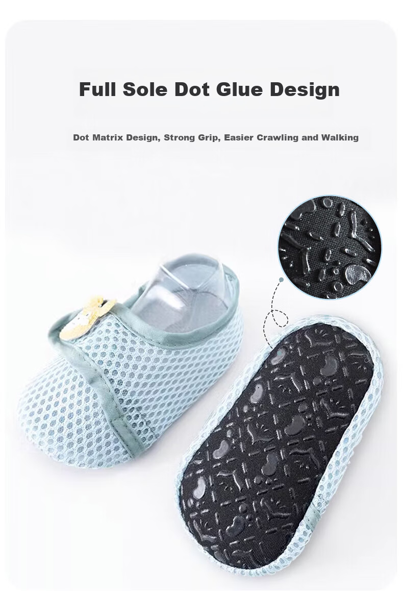 Aibao Baby Floor Socks Spring and Autumn Toddler Walking Shoes Non-Slip Cooling Socks Children's Socks Bear Pattern 2 Pairs Size M 2221 5