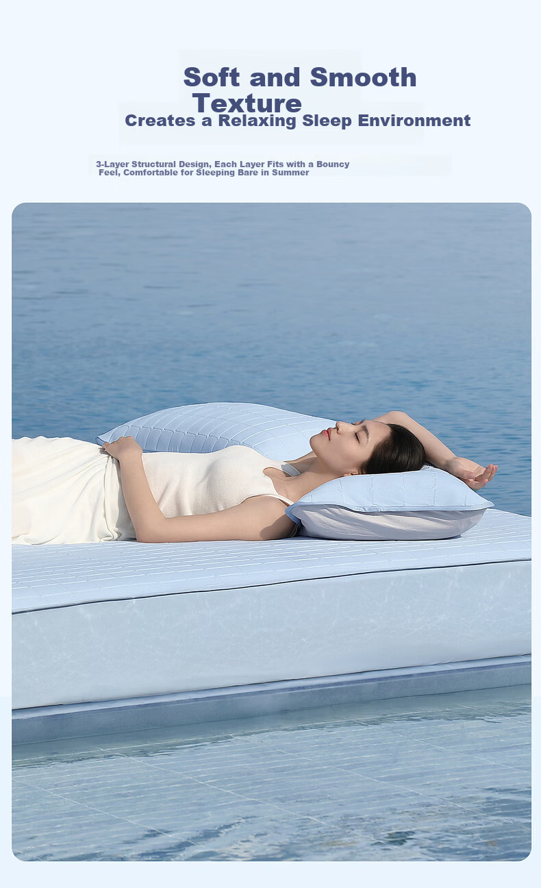 Mercury Home Textiles Cooling Ice Silk Mat 5.0 Double Bed 1.8x2m Washable Class A Three-Piece Set 5