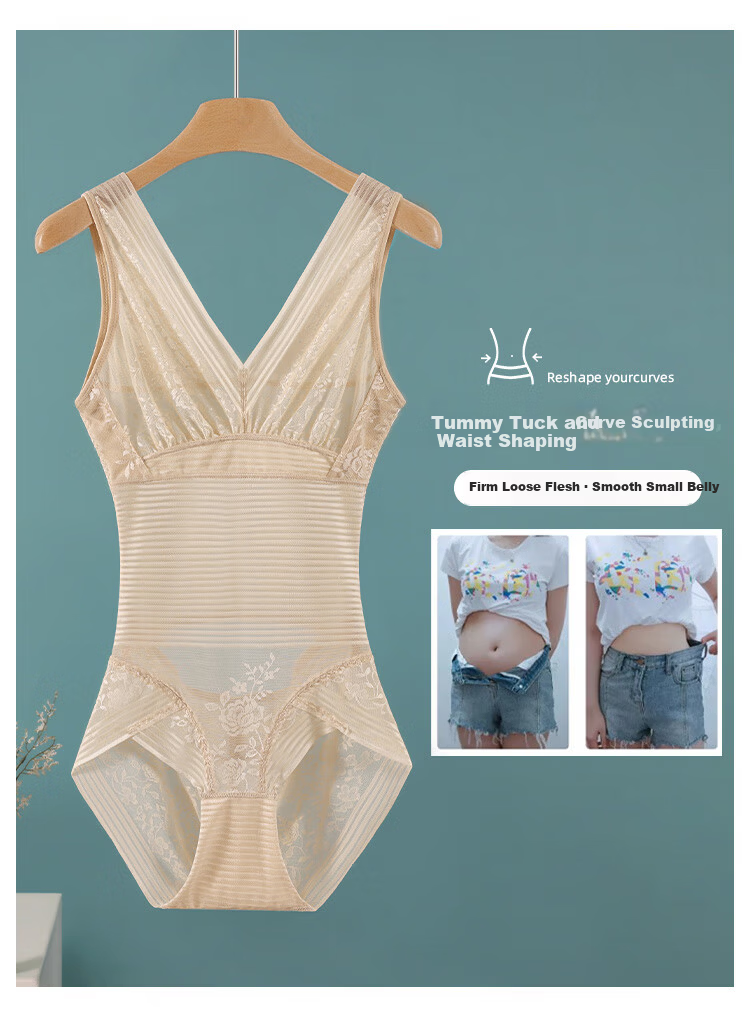 Tingmei Back-Opening One-Piece Shapewear for Women, Tummy Control, Hip Lift, Slimming, Ultra-Thin Lace Breathable Body Shaper, Summer XL 1