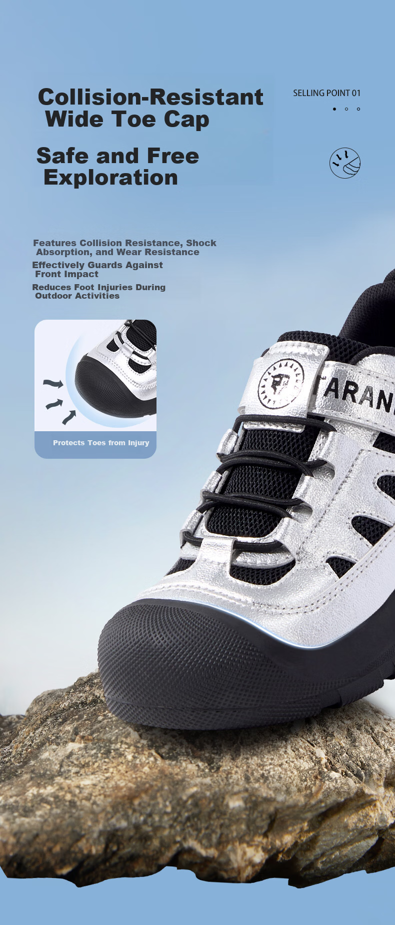 TARANIS Kids Spring Non-Slip Boys Sports Shoes Durable Girls Outdoor Hiking Shoes White/Black Size 29 3