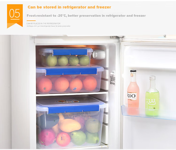 Danshi Zhiyuan Commercial Transparent Plastic Food Storage Container 1.5L, 22x16x8cm, Refrigeration Sealed Box, Jingcang 13