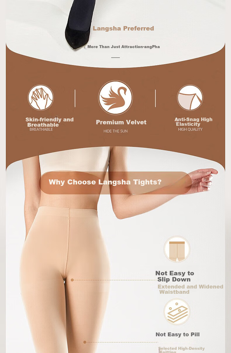 Langsha Women's Leggings Beautiful Leg Silk Stockings Bare Leg Magic Spring Autumn Nude Velvet Tights Plus Size Outerwear 2