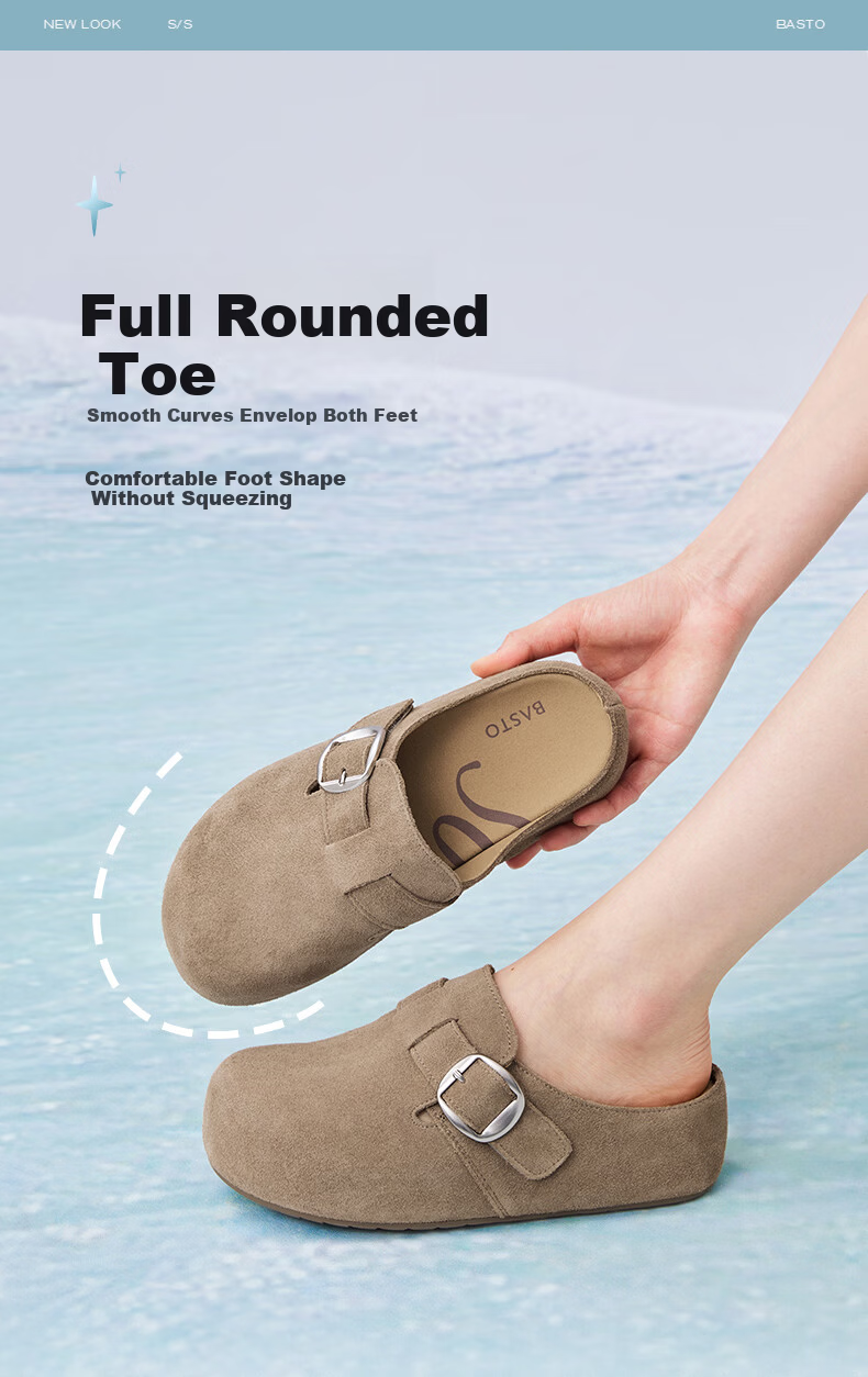 Basto Pistachio 2026 New Casual Closed-Toe Slip-On Thick-Soled Birkenstock Sandals, Women's Outdoor Slippers, Apricot Color, Thick Sole, Size 39 9