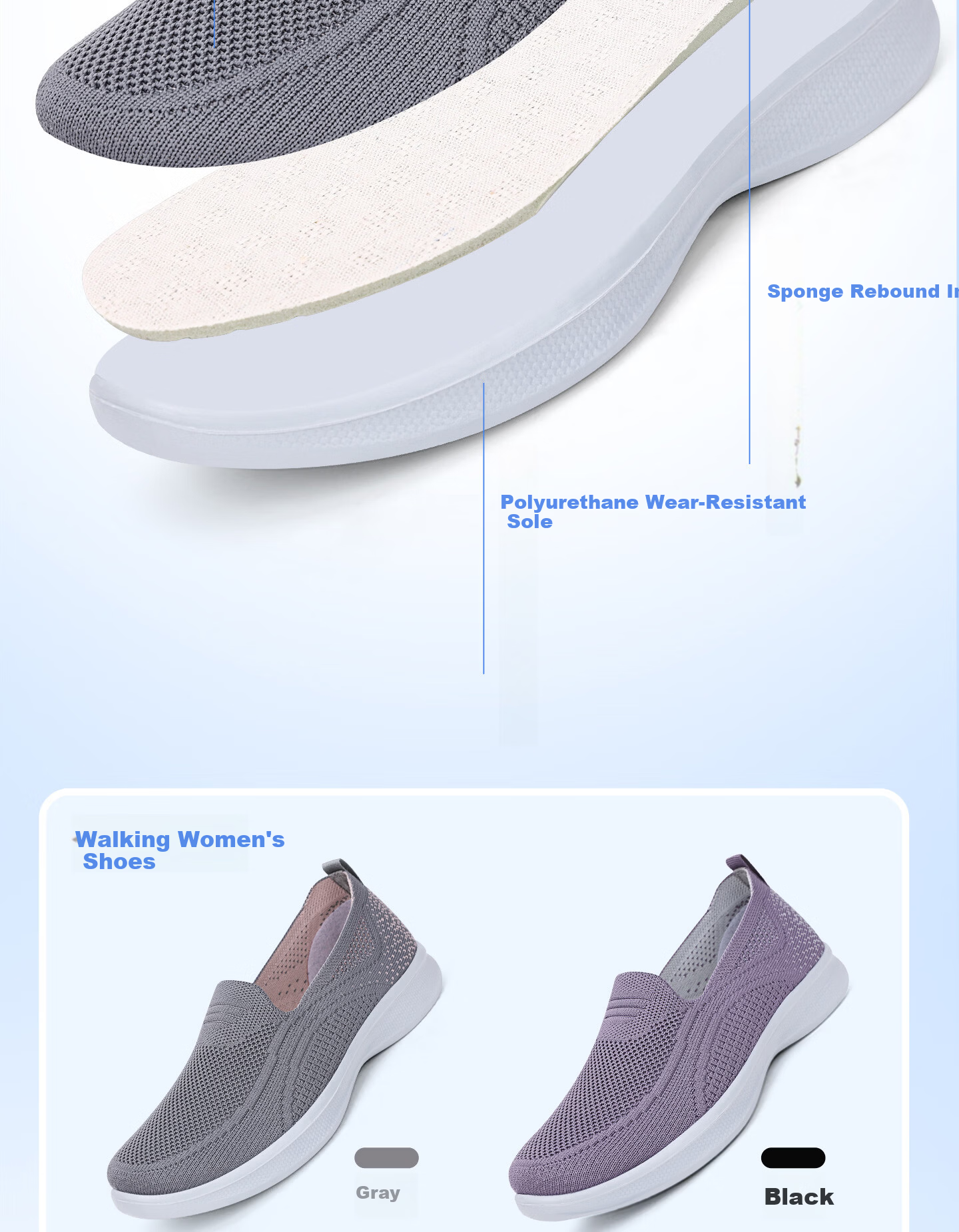 BUSHEYUAN Slip-On Casual Flyknit Middle-Aged and Elderly Sports Walking Shoes Old Beijing Cloth Shoes Women 610-8139 Taro Purple Size 37 15