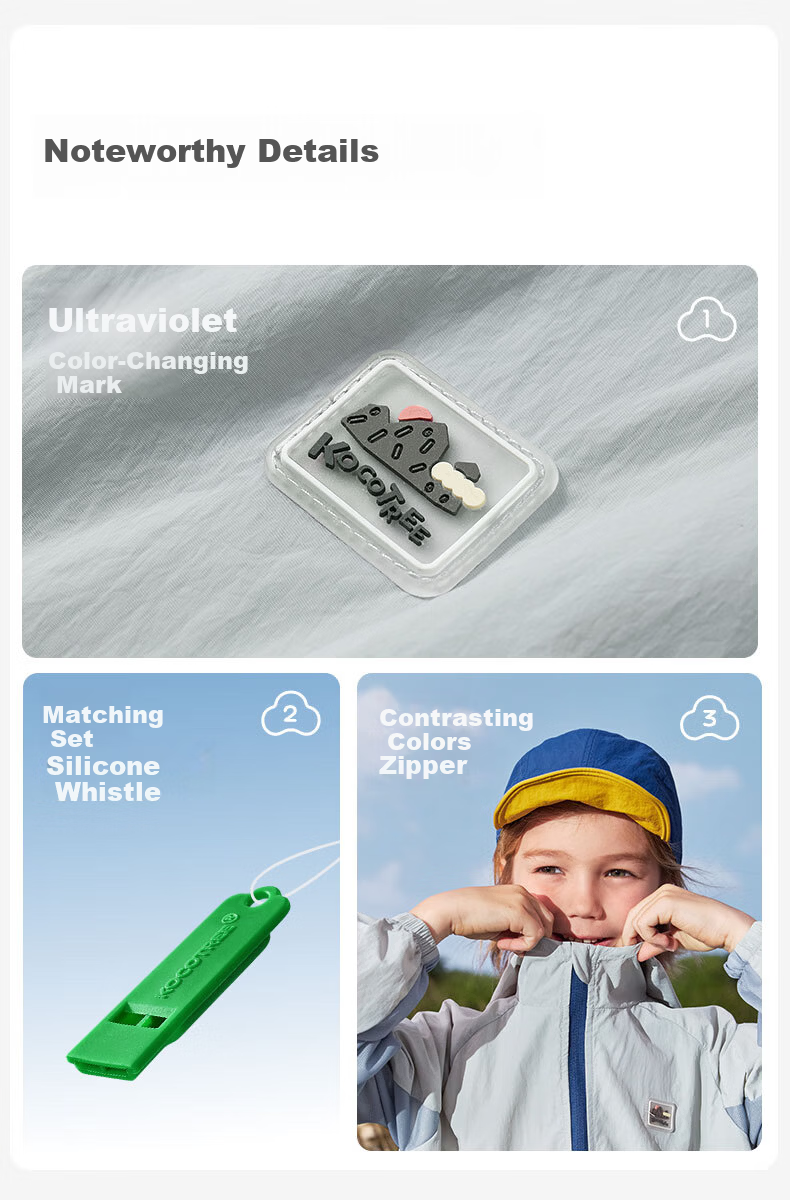 Kocotree KK Tree Kids Sun Protection Jacket Cooling Breathable Skin Jacket Baby Outdoor Lightweight Colorblock Large Pocket 33