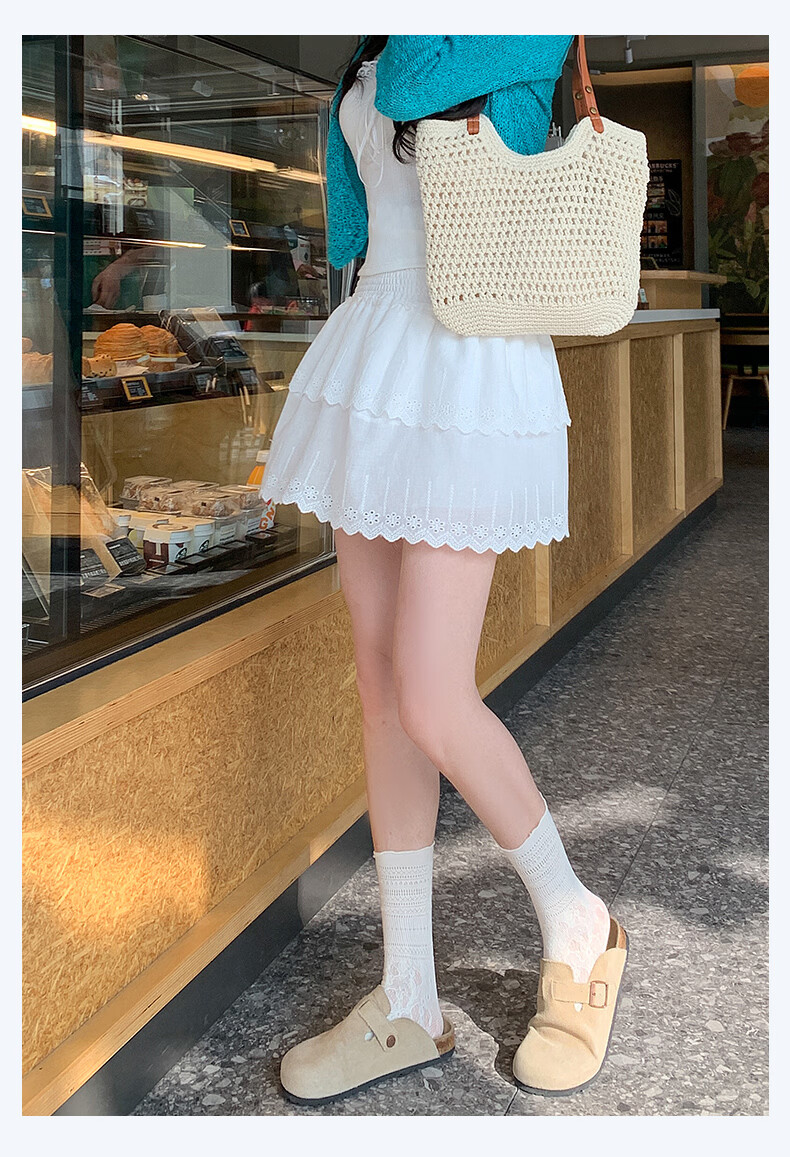 Langsha White Lace High-Waist A-Line Skirt Women Spring Summer Sweet French-Style Short Skirt 12