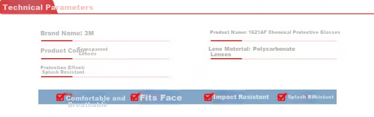 3M 1621AF Chemical Splash Protective Goggles Impact-Resistant Clear Safety Glasses 1 Pair 2