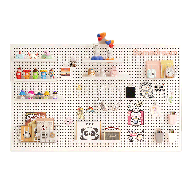 Xiaojiangcai Pegboard Accessories Decorative Hooks Wall Storage Rack Dormitory Wall Hardware Tool Display Storage Rack Set 2