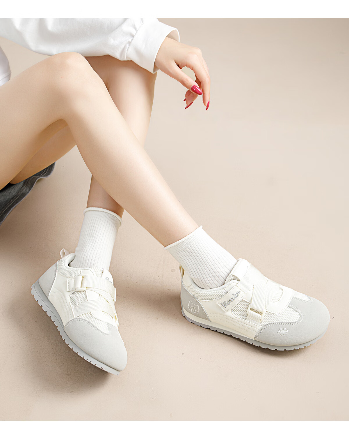 Warrior Mesh Women's Sneakers German Training Shoes New Summer Thick Sole Height Increasing Casual Velcro Sports Shoes Light Gray 37 16