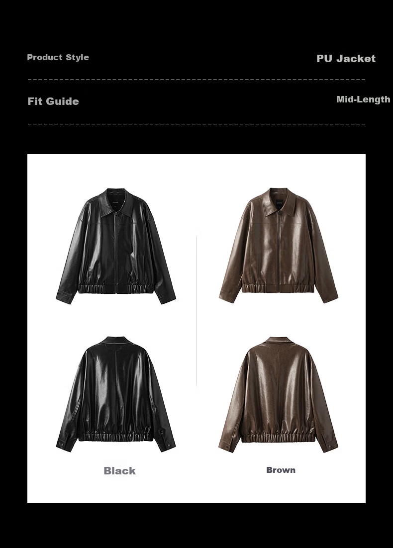 Gxgjeans Men's Spring 2025 New Turn-down Collar PU Leather American Style Jacket Brown 180/XL 3