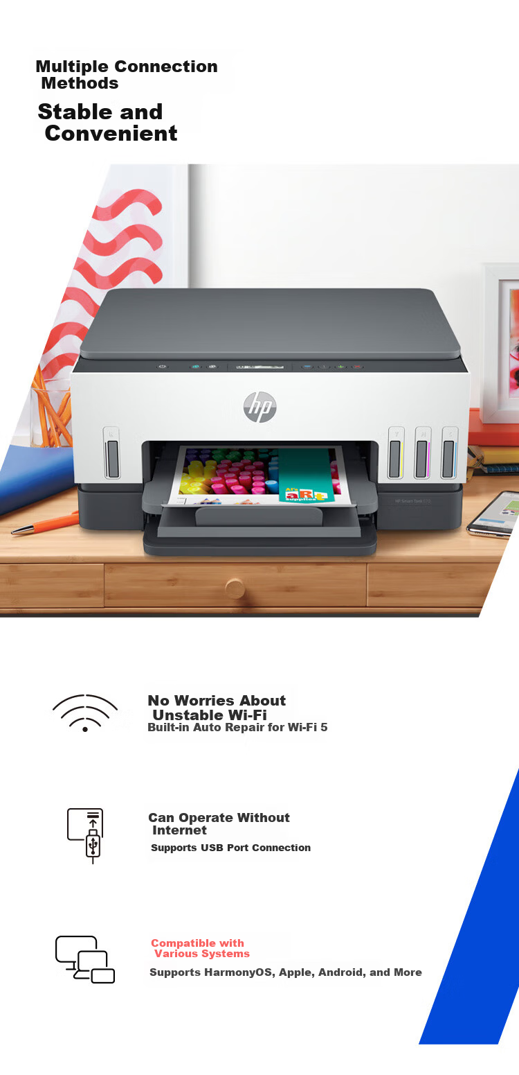HP 728 Wireless Continuous Ink Supply Printer Home Use Automatic Duplex 3-in-1 Color Printing Copying Scanning Low Cost Per Page 0.01 RMB 3