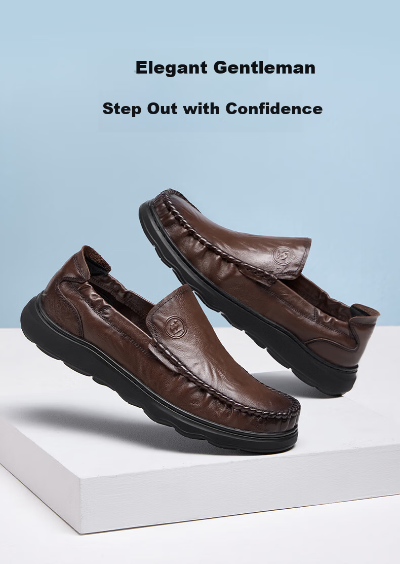 Camel Brand Men's Business Leather Shoes Commuter Wrinkled Cowhide Casual Soft Sole Leather Shoes P16S211003 Black Size 40 6