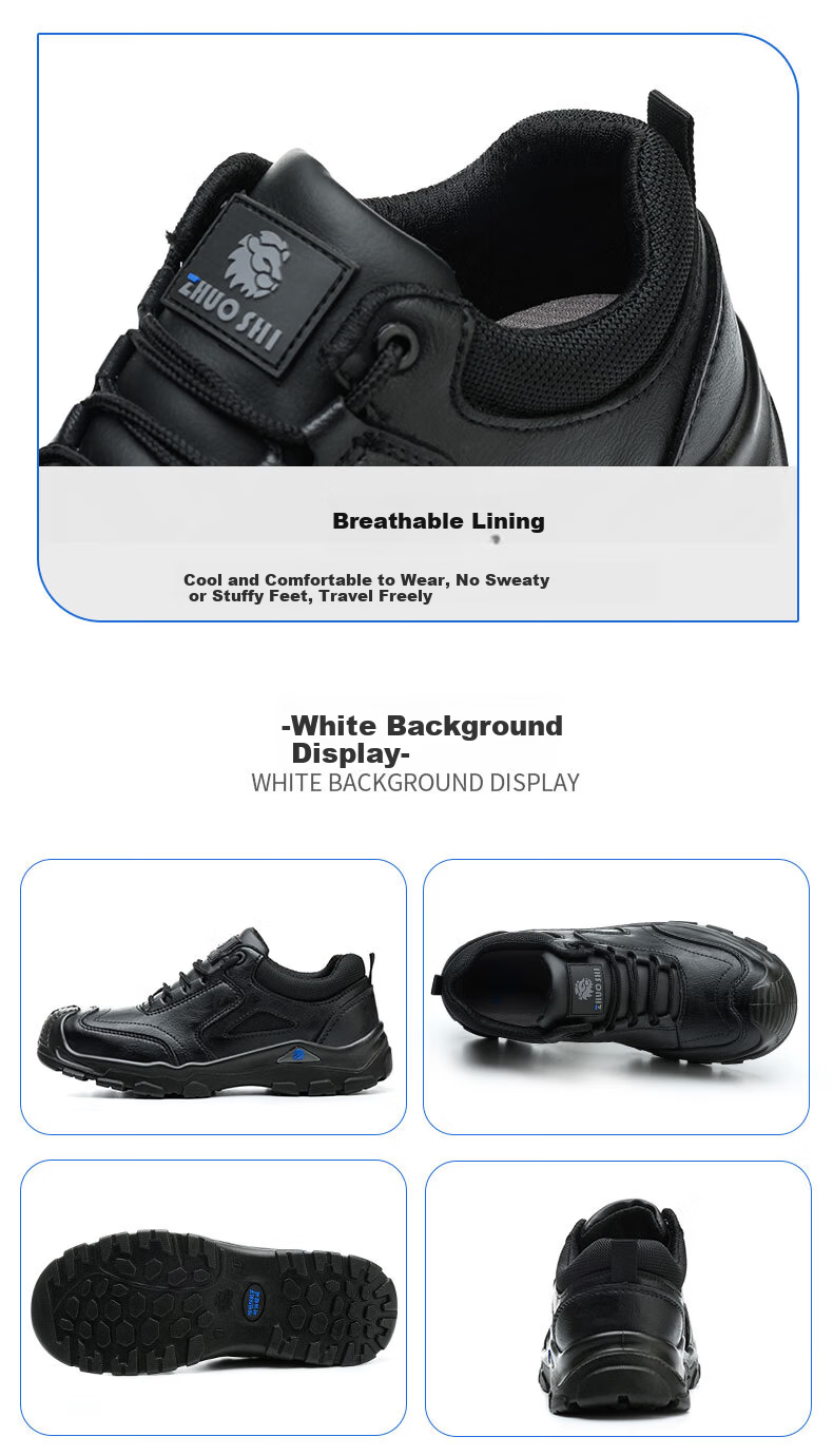LAOGUANJIA Men's Safety Shoes with Steel Toe Cap, Anti-Smashing, Puncture-Resistant, Waterproof, Oil And Acid Resistant, Solid Sole, High-Top Protective Work Functional Shoes, Size 43 7