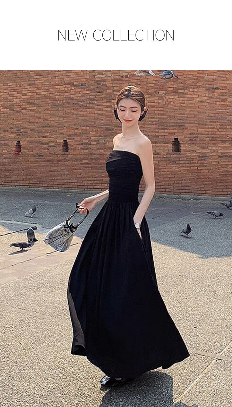 Mt Elegant Declaration Summer French Vintage Off-Shoulder Ruffled Waist-Slimming Dress for Women High-End Feel 1