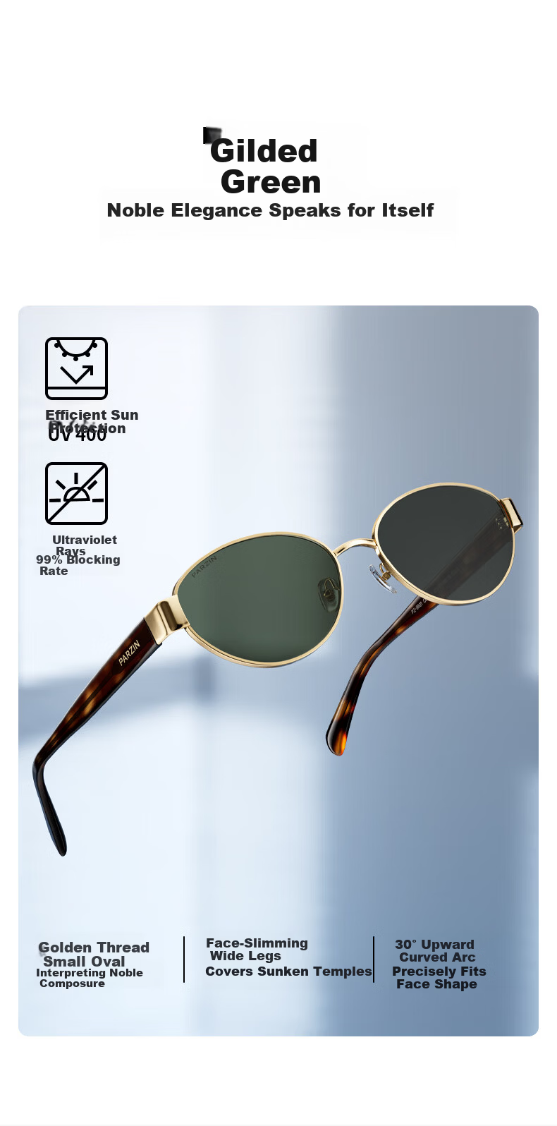 PARZIN Polarized Sunglasses Women 2026 New Vintage Style Relaxed Fit Sun Protection Driving Sunglasses Men PZ8601 4