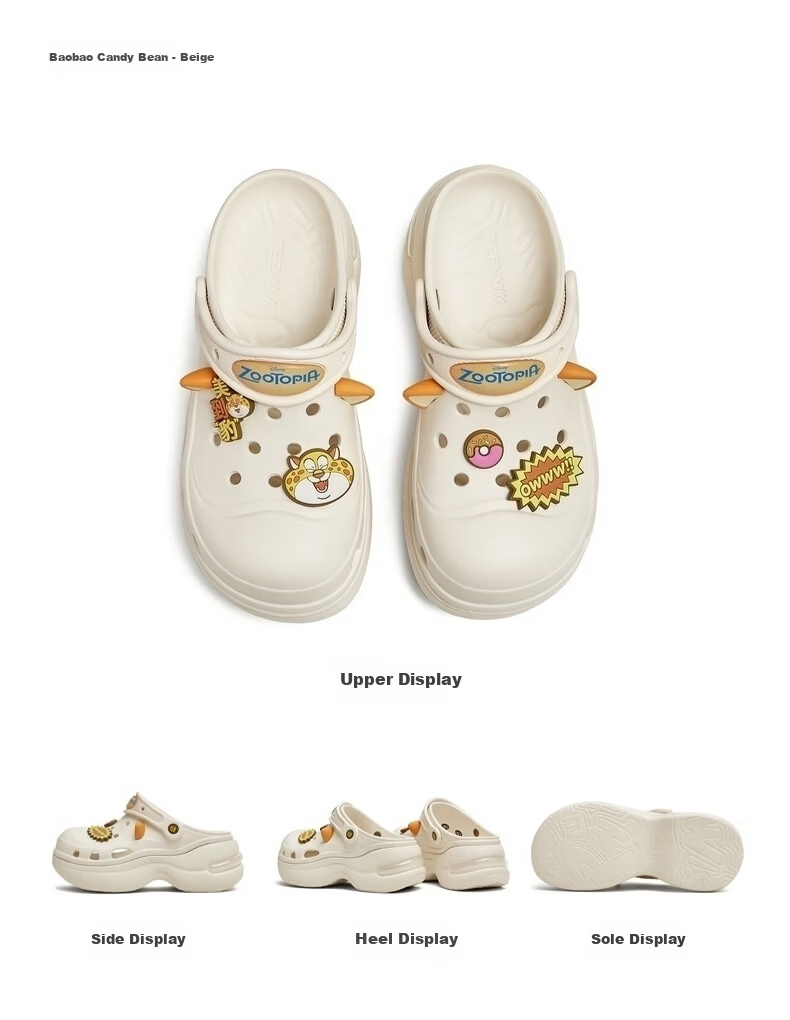 Tianmeiyi Zootopia Collaboration Jelly Bean Clog Women's Thick Sole Height Increasing Open Toe Sandals 19