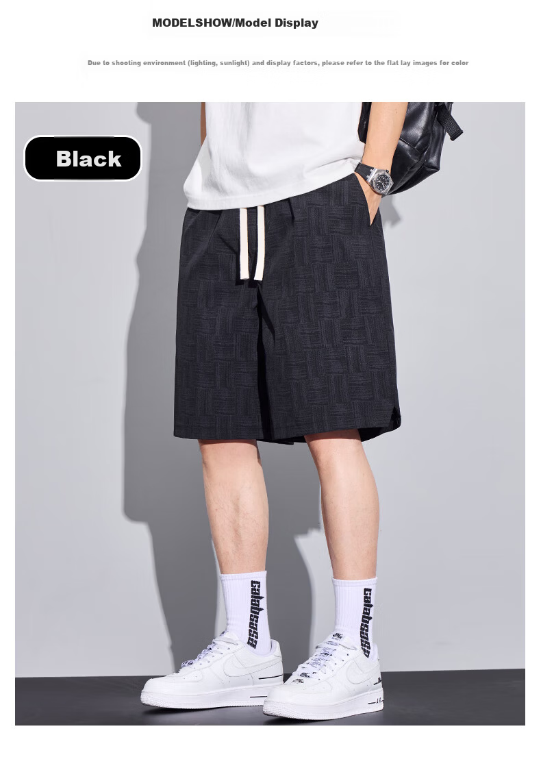Mark Fairwhale Men's Summer Casual Shorts Mid-Length Five-Point Lightweight Breathable Quick-Dry Sports Pants Black 4XL 8