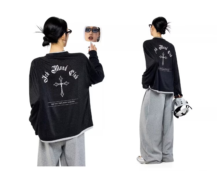 ICH MODE Women's Summer Physical Sun Protection Layered Look Lyocell Cooling Long Sleeve T-Shirt, Casual Top, Off-White, Size M 16