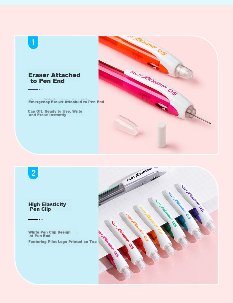 PILOT Popular Colored Automatic Pencil 0.5mm for Children Grade 1-2 with Eraser Stationery Transparent Peacock Green (Includes Lead) HRG10RCPG5 15