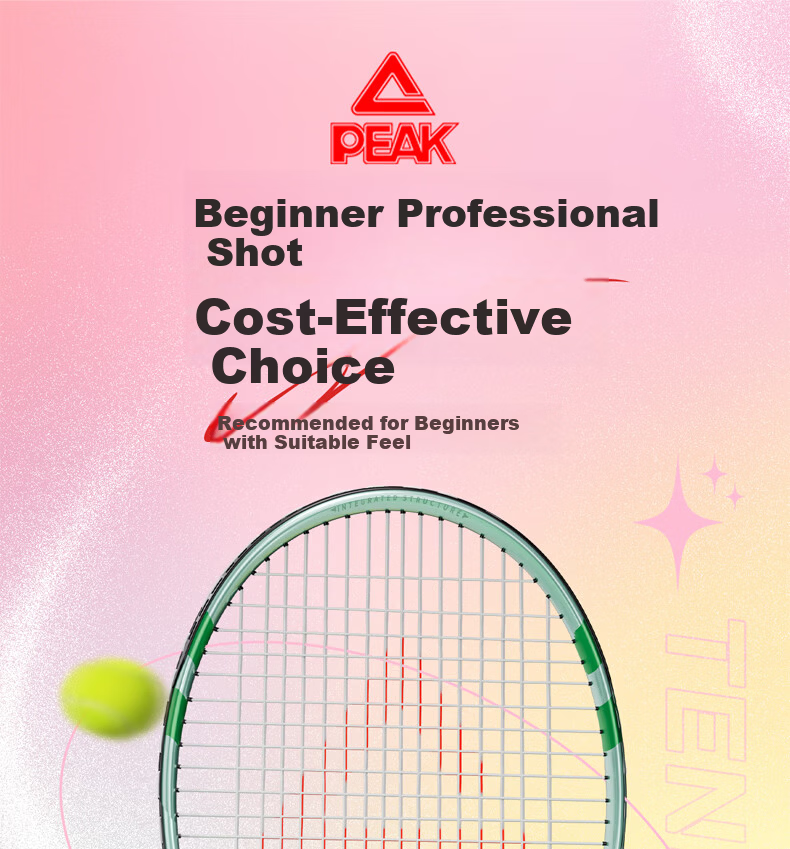Peak Tennis Racket Adult Training Competition Advanced Lightweight Shock Absorption Rebound Single Racket Set Light Green 1