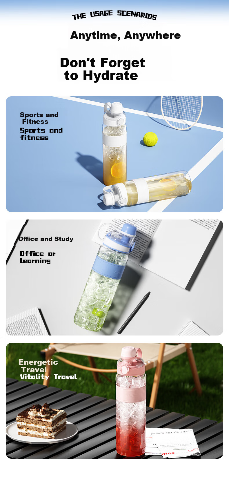 JOER BABU Kids Water Bottle Summer Straw Cup Girls Large Capacity Outdoor Portable Drinking Cup for School Algae Green 600ml 10