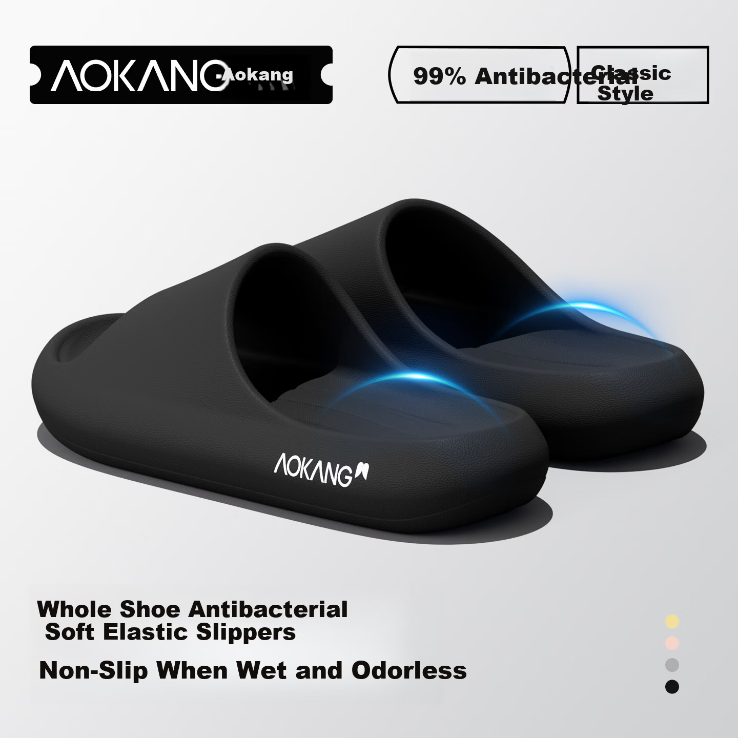 Aokang Men's Slippers Soft Cushioning Home Bathroom Shower Non-Slip Odor-Resistant Antibacterial EVA Thick Sole Summer Outdoor Women's Sandals
