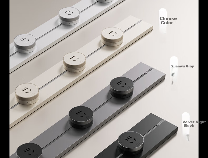 CHNT Track Socket Surface Mounted No-Drill Wall Rail Socket Ultra-Thin Phantom Adapter Xuanwu Gray 19