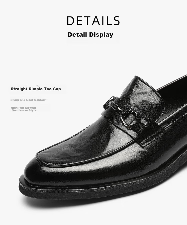 Goldlion Men's Spring Summer Business Leather Slip-On Loafers G515530004AAA Black Size 42 9