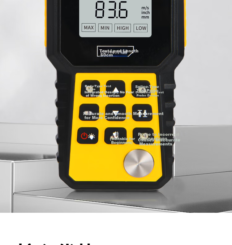 Deli Ultrasonic Thickness Gauge High Precision Steel Pipe Iron Plate Glass Plastic Ceramic Copper Aluminum Thickness Meter 1~300mm 2