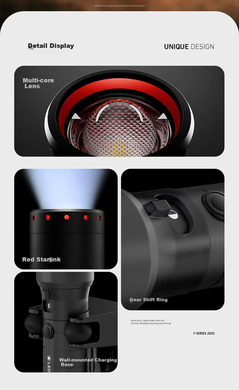 LED LENSER P7R SIG Waterproof Zoomable High Brightness Long Battery Life Outdoor Flashlight with Type-C Charging Port 12