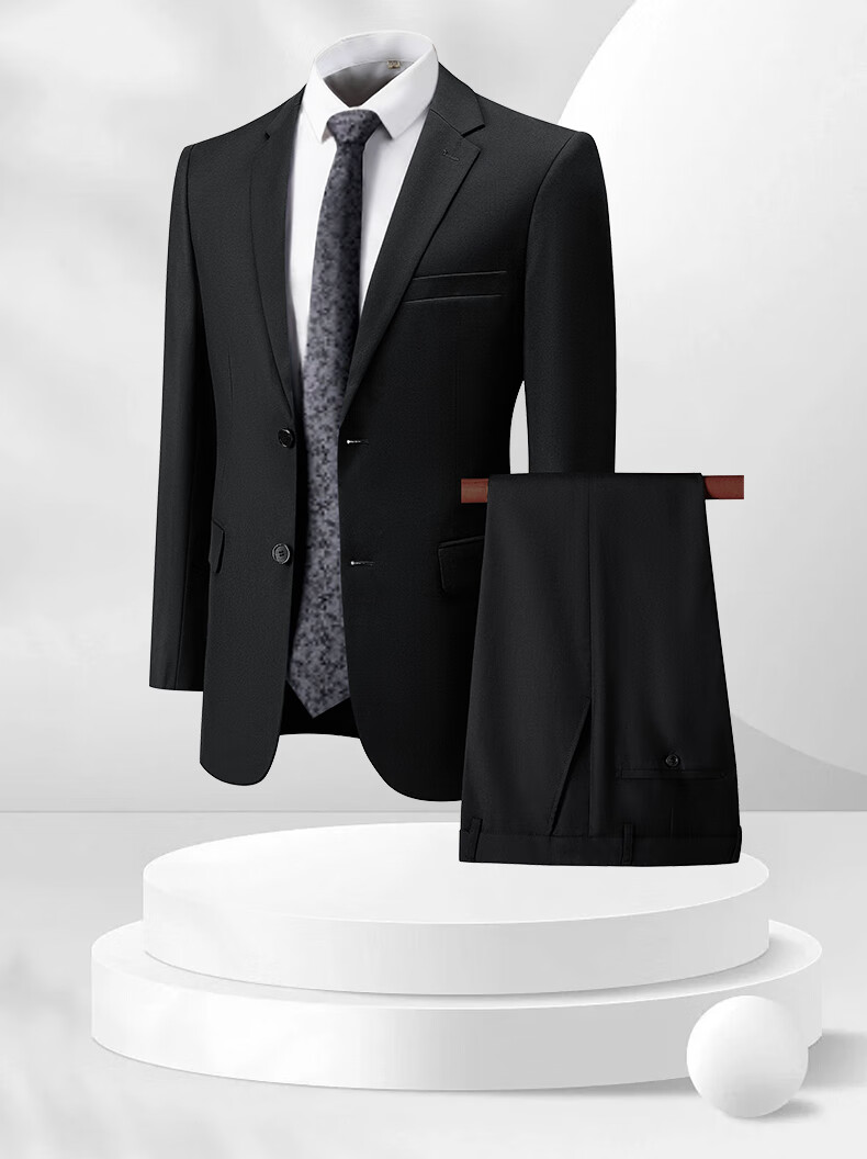 ROMON Men's Business Slim Fit Suit Jacket Professional Formal Wedding Blazer 2318 Black 2XL 1