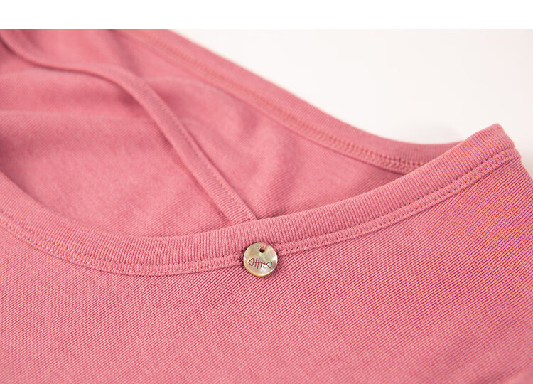 Demana [With Wool and Lyocell] Summer Minimalist High Elastic Slim Fit Round Neck Drawstring Decorative Slimming Women's T-Shirt 17