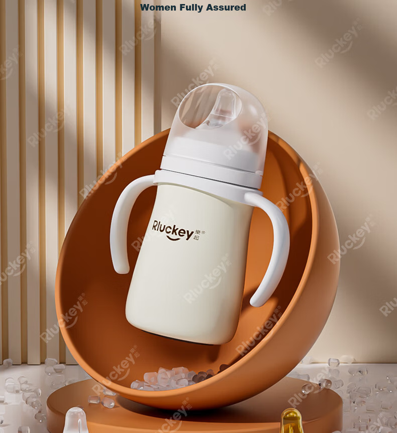 Leqi Infant Insulated Baby Bottle with Handle 316 Stainless Steel Ceramic Coated Liner 15