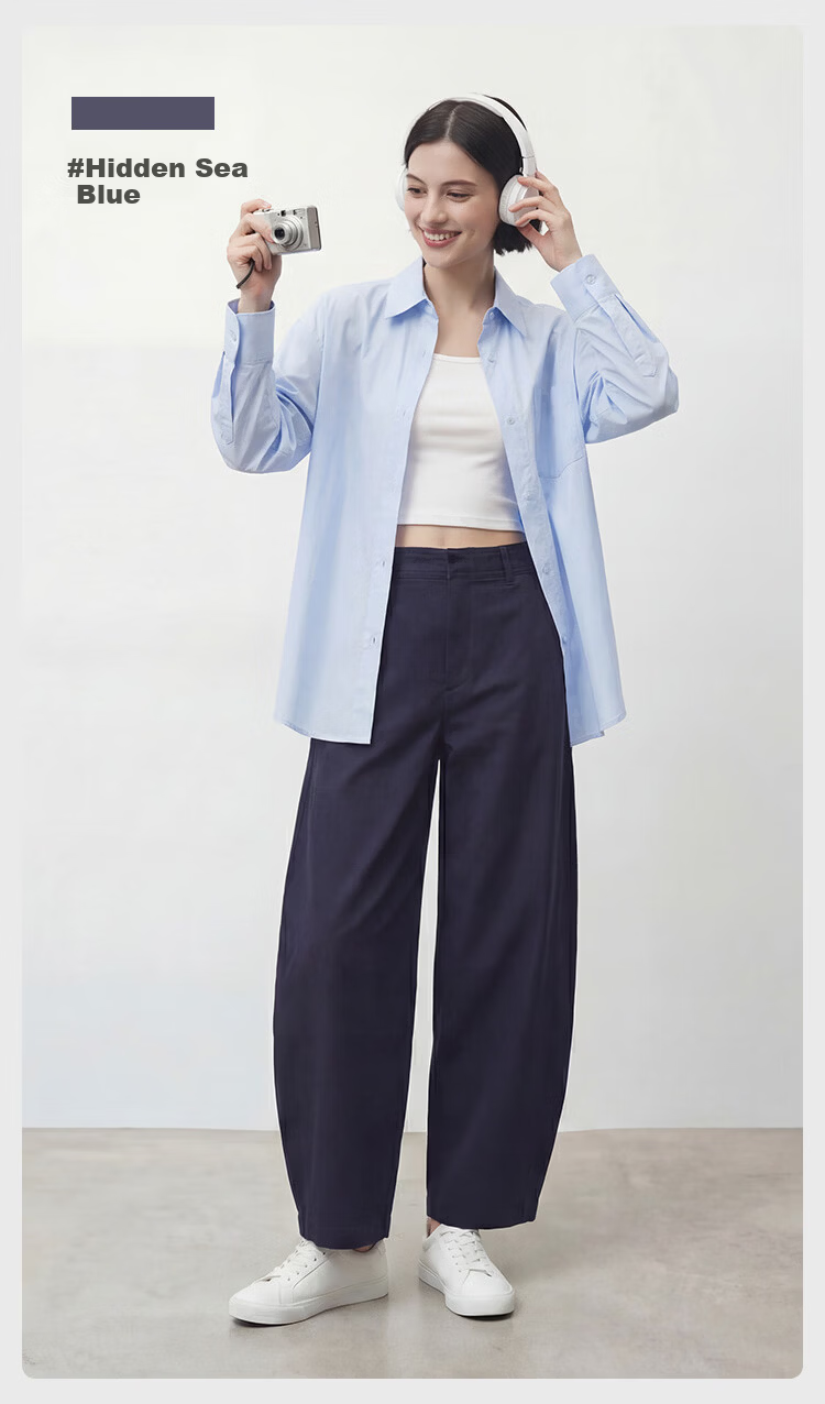 JD Jingzao Curved Blade Pants Women 2026 New Casual Pants Spring Autumn Sports Loose Low Hip Dark Sea Blue M 20