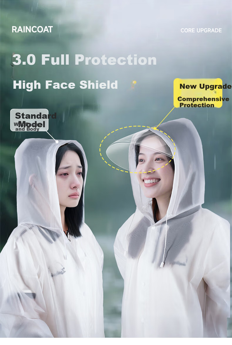 Liomirror Disposable Thickened Portable Raincoat Anti-Storm Rain Poncho with Hood Brim Long Children's Yellow Raincoat for Electric Vehicles 3