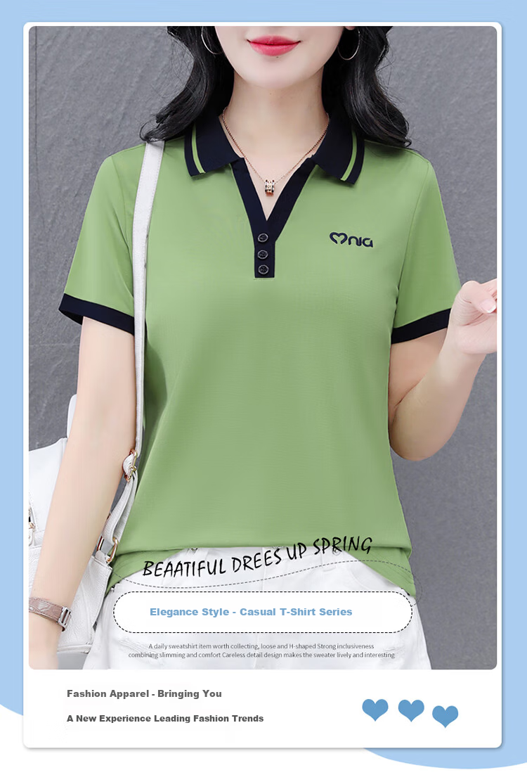 Woodpecker Women's Short Sleeve Polo Shirt Plus Size Slim Fit Red 2026 Spring Summer XL 1