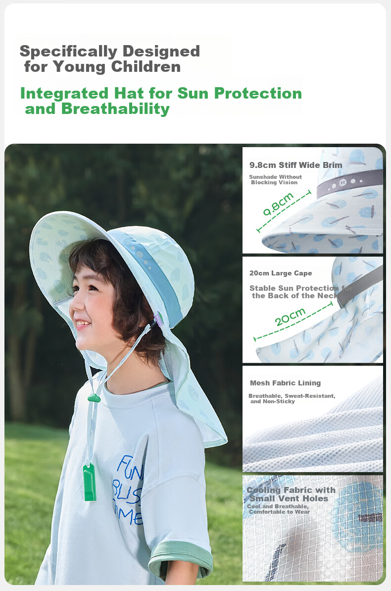 Kocotreekk Kids UV Protection Baby Neck Cover Sun Hat Gray M 3
